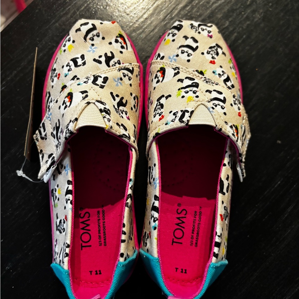 TOMS Kids Sneakers with Panda Print - Pink and Cream